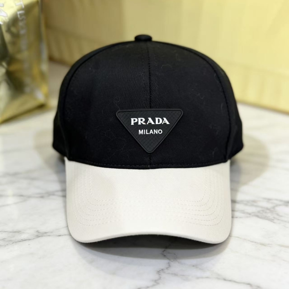 Prada Two Tone Baseball Cap Black